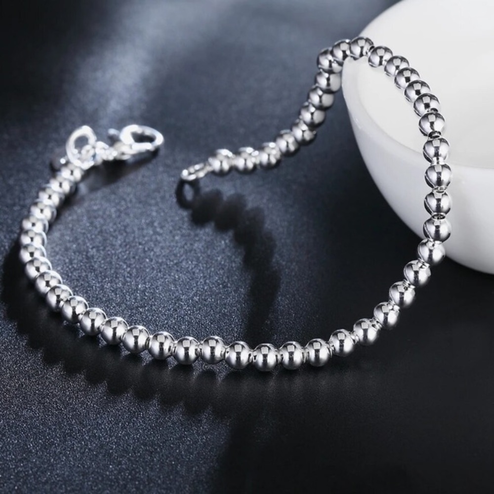 💫 Dainty Beads Sterling Silver Bracelet